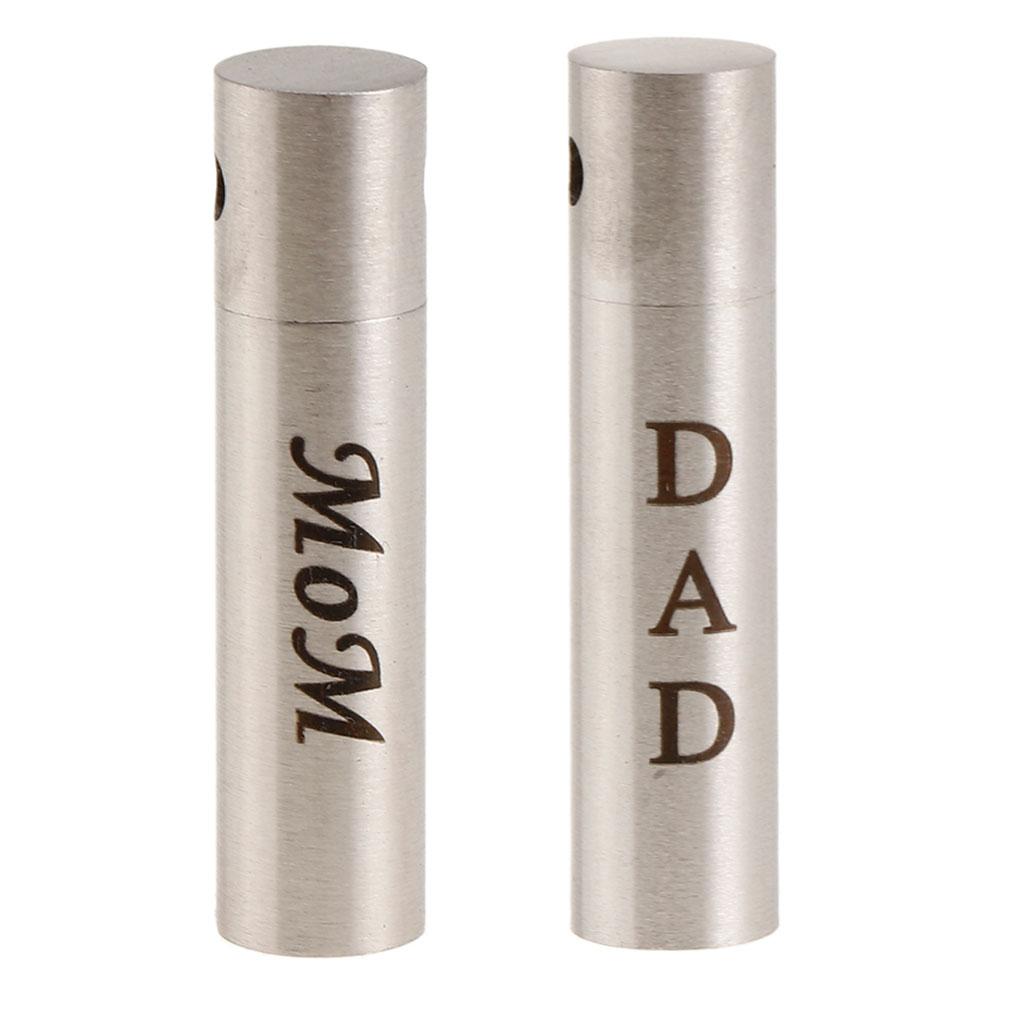 2Pcs Cylinder Pillar Stainless Steel Urn Cremation Family Keepsake Pendant