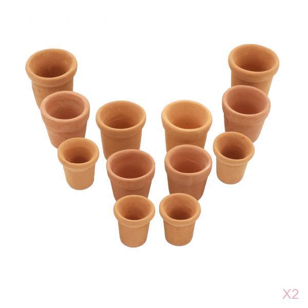 24 Pieces 1/12 Dollhouse Miniatures Flowerpots for Dolls Garden Decoration