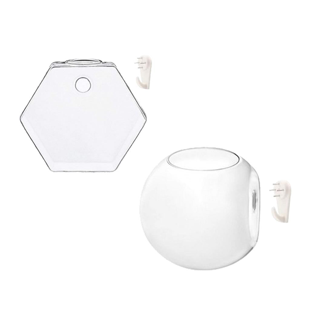 4x Wall Hanging Planter Glass Hydroponic Vase Plant Pot Terrarium Ball&Hex