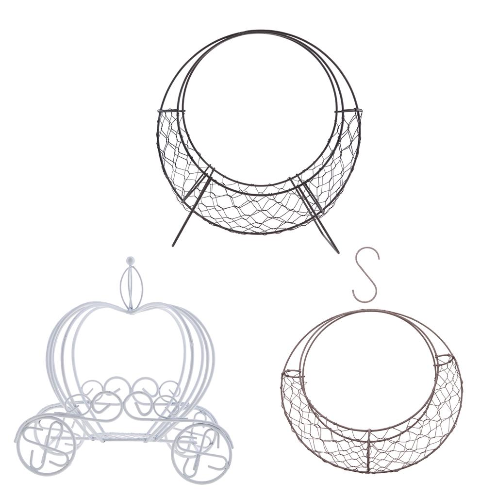 3Pcs Iron Wire Wreath Frame Succulent Pot Metal Planter Plant Holder Decor