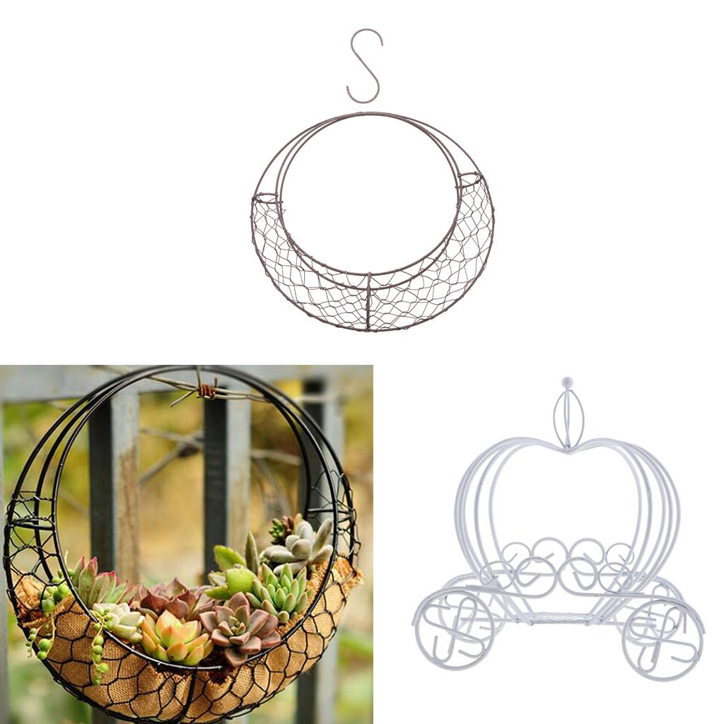 3Pcs Iron Wire Wreath Frame Succulent Pot Metal Planter Plant Holder Decor