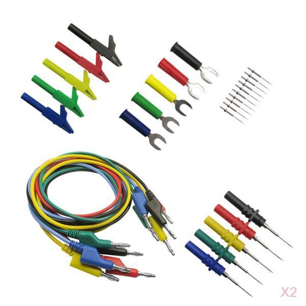 2Pcs 4mm Banana to Banana Test Lead Kit for Multimeter with Alligator Clip