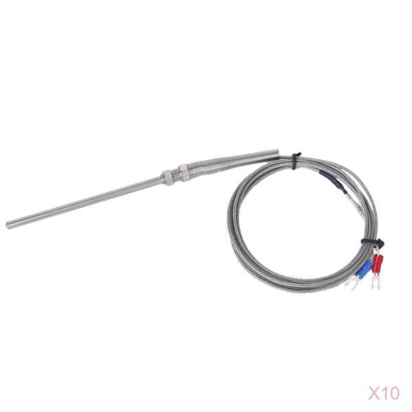 10Pcs 100mm Spade K-Type Temperature Controller Thermocouple Sensor Probe 2M