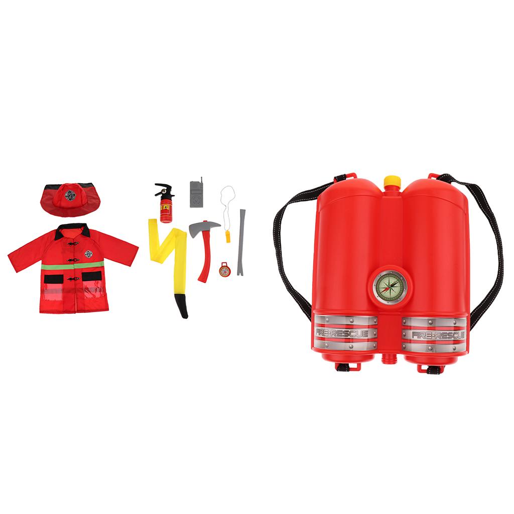 Children Fireman Role Play Costume Halloween Cosplay Set 10 Pieces