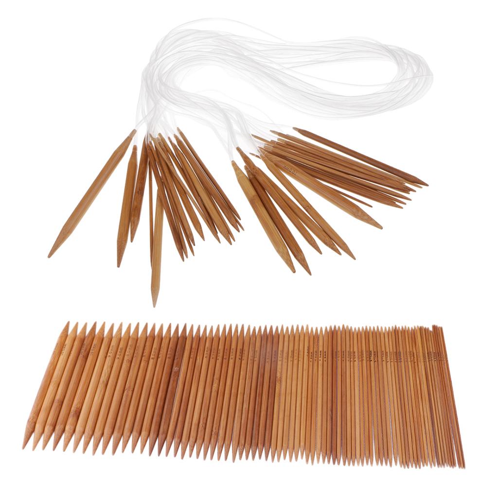 93pcs Bamboo Circular Knitting Needles + Double Pointed Knitting Needles Set
