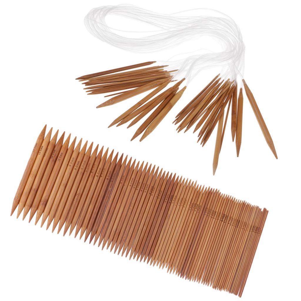 93pcs Bamboo Circular Knitting Needles + Double Pointed Knitting Needles Set