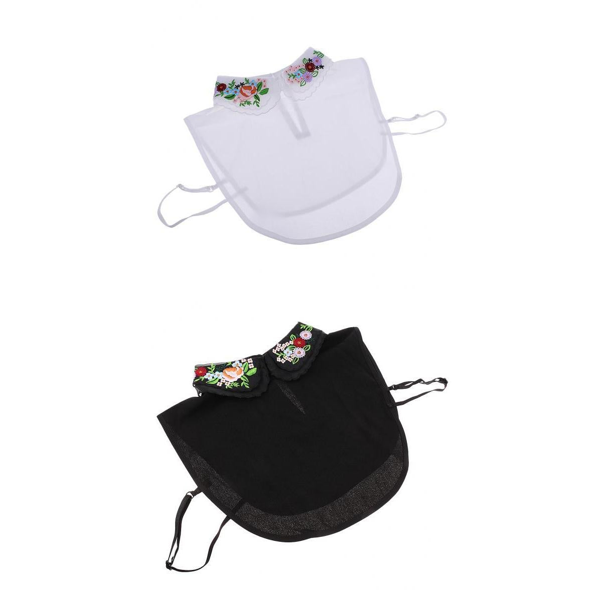 2Pcs Women's Embroidery Fake False Collar Detachable Half Shirt Dicky Collar