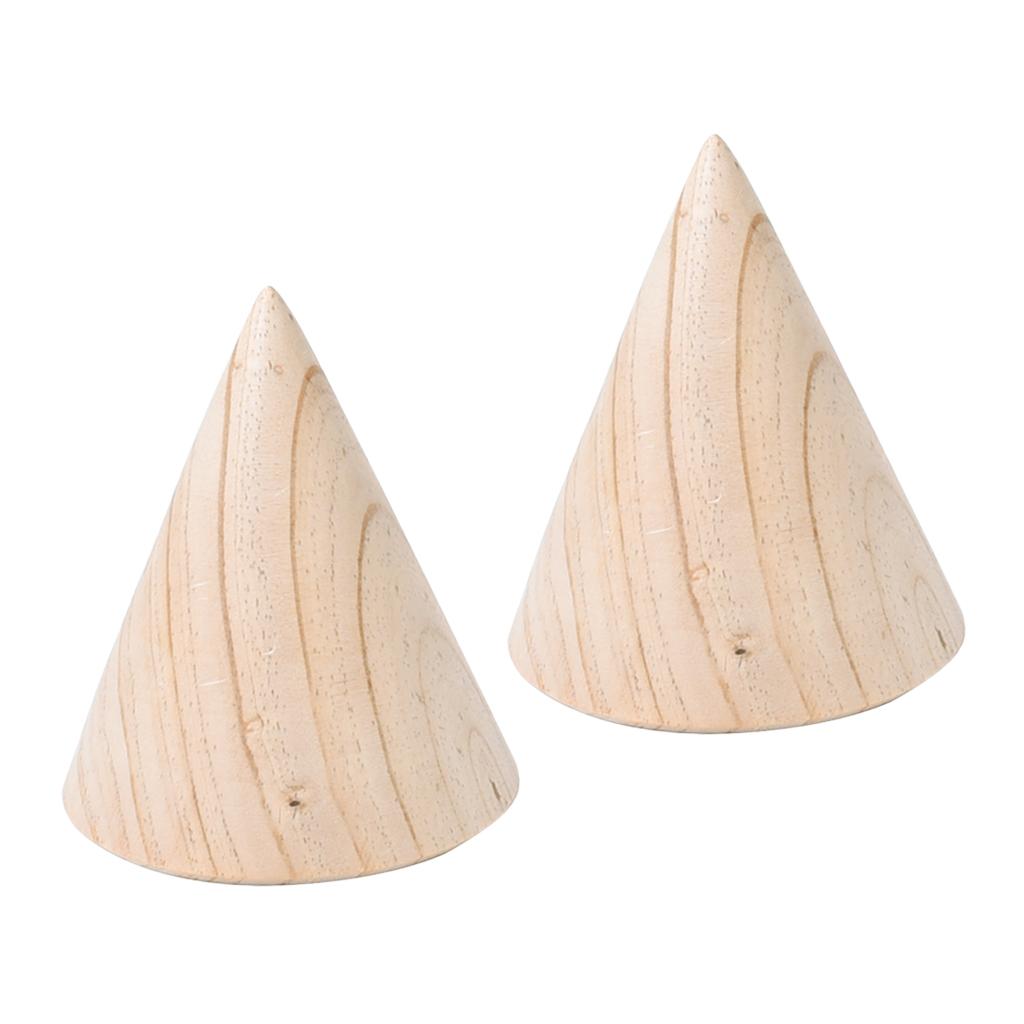 2Pcs Unfinished Cone Wood Bracelet Jewelry Display Stand Watch Bangle Holder
