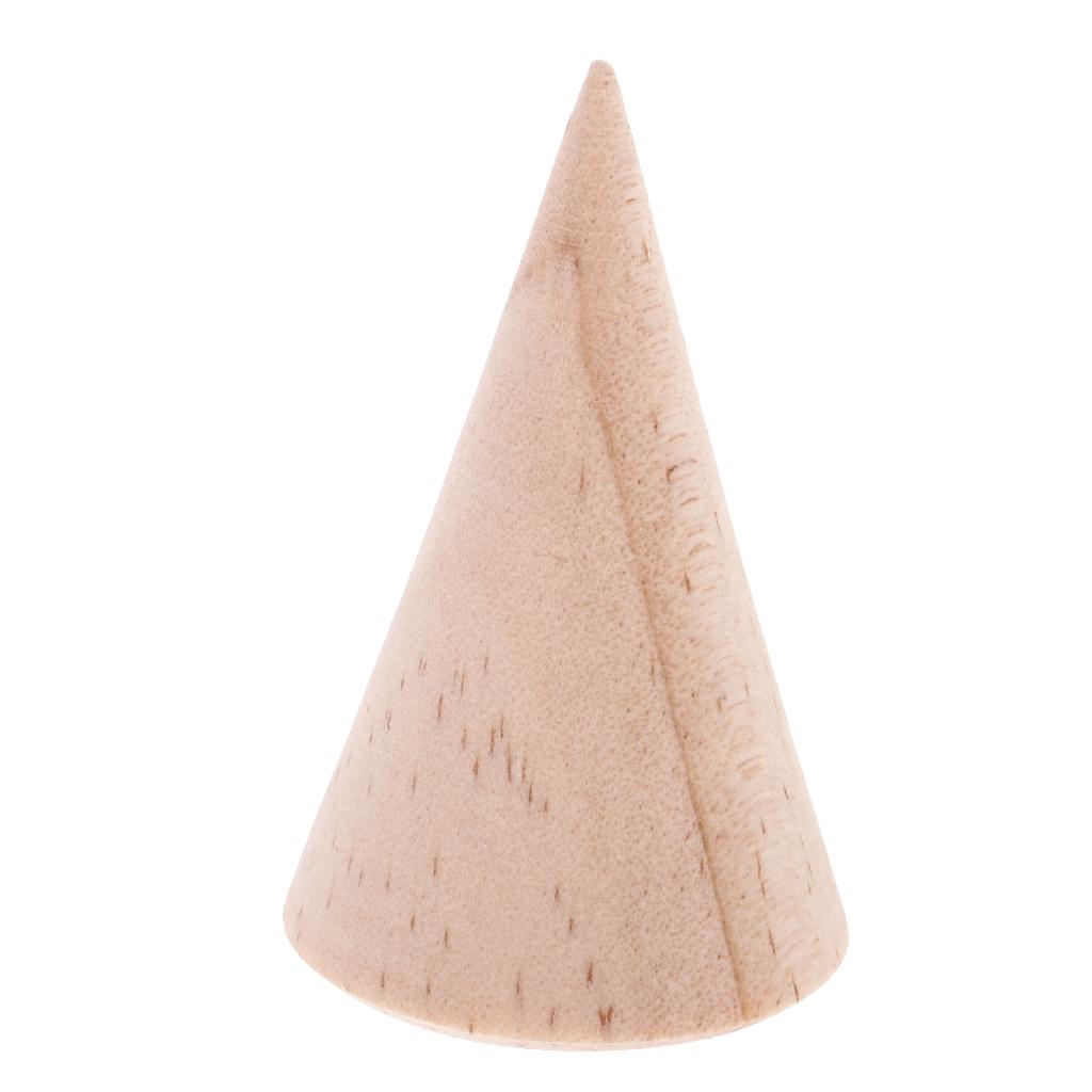 10 Pieces Unpainted Plain Cone Wood Ring Jewelry Display Stand Holder 3x5cm