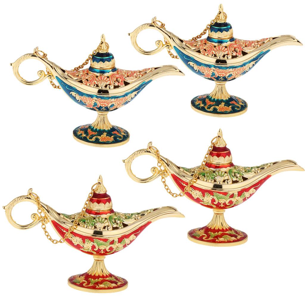 4 Pieces Zinc Alloy Craved Light Genie Lamp Design Bead Box Party Decor Prop