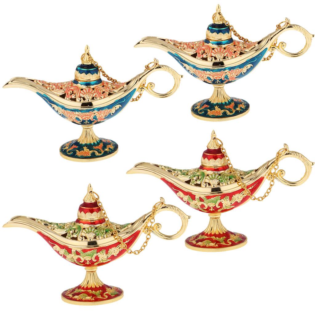 4 Pieces Zinc Alloy Craved Light Genie Lamp Design Bead Box Party Decor Prop