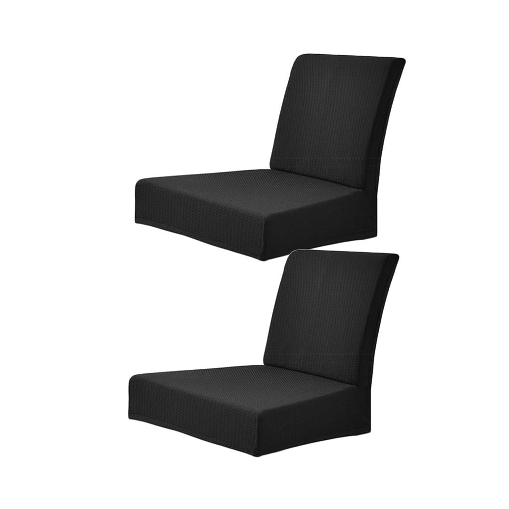 2Pcs Black Rural Freshness Elastic Waterproof Low Back Dining Chair Covers