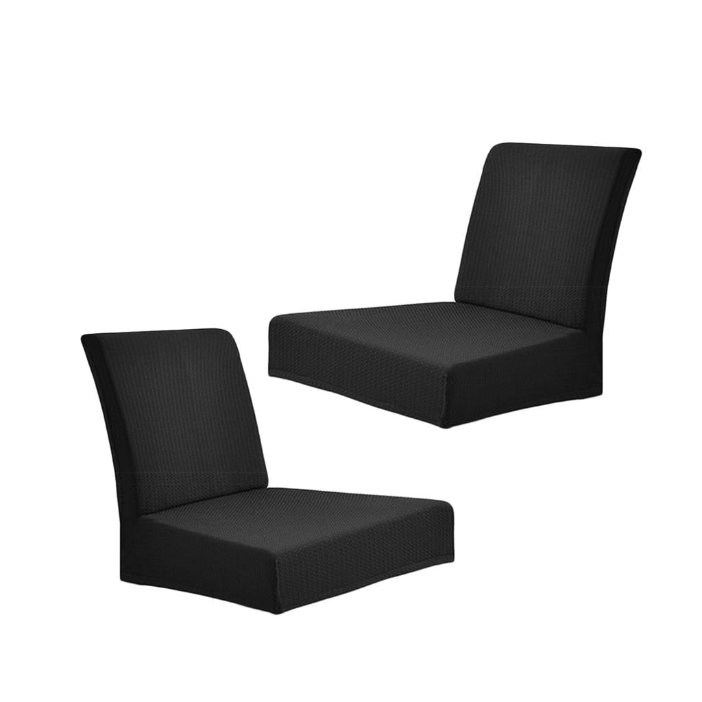 2Pcs Black Rural Freshness Elastic Waterproof Low Back Dining Chair Covers