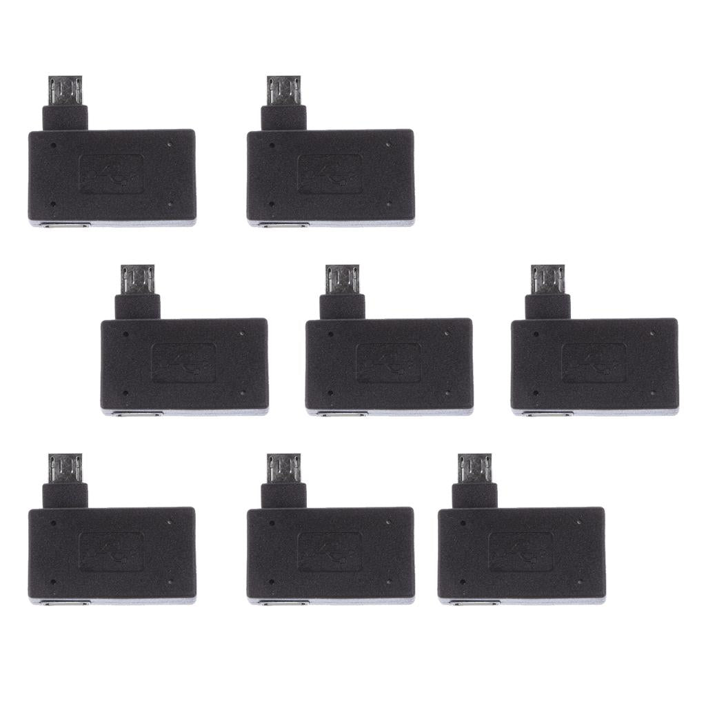 8 Pieces 90 degree Left Angle Micro USB 2.0 OTG Host Adapter with USB Power