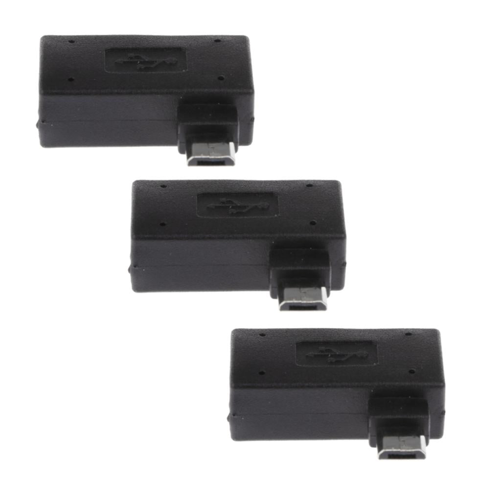 3 Pieces 90 degree Right Angle Micro USB 2.0 OTG Host Adapter with USB Power