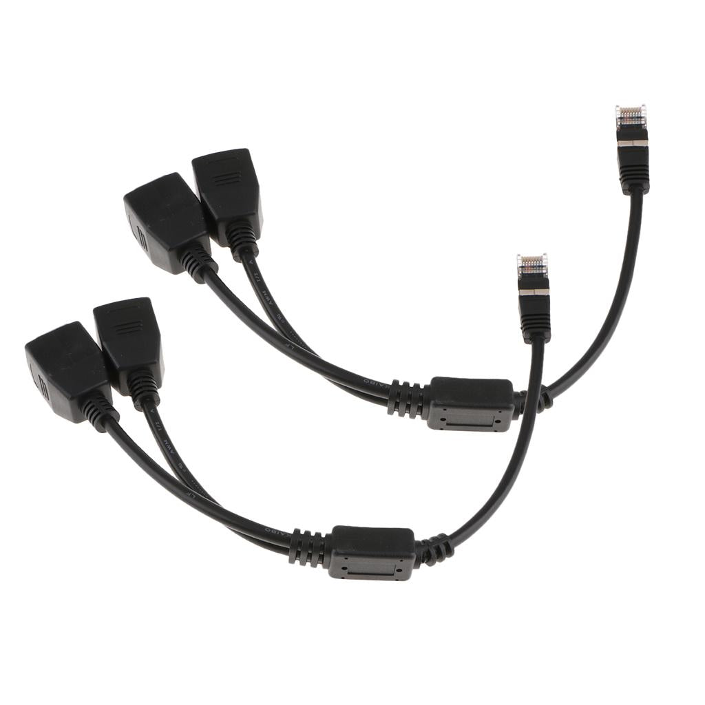2x Network Splitter Adapter Cable LAN Ethernet 1 Male to 2 Female Cord