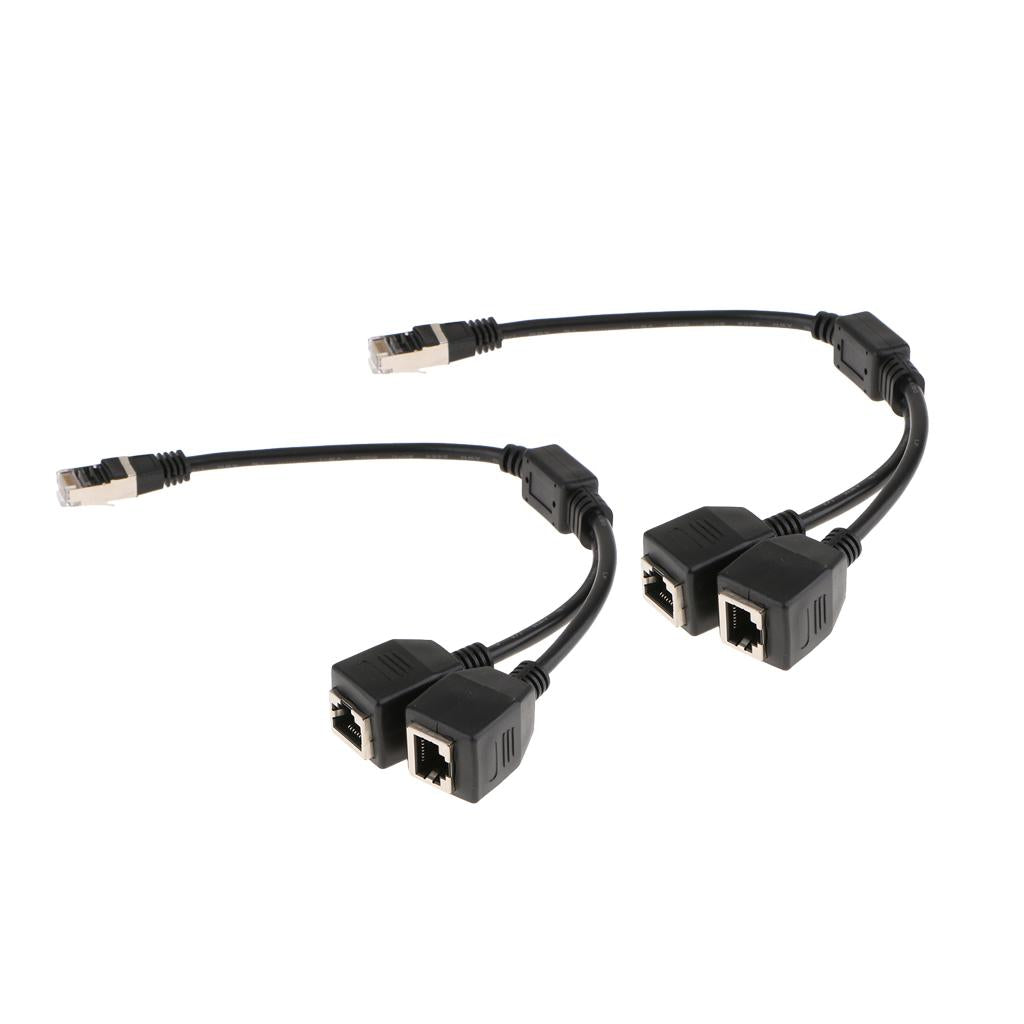 2x Network Splitter Adapter Cable LAN Ethernet 1 Male to 2 Female Cord