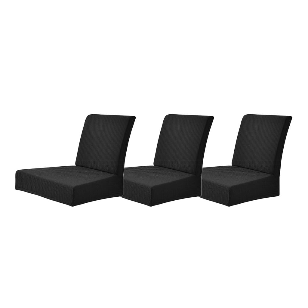 3Pcs Black Rural Freshness Elastic Waterproof Low Back Dining Chair Covers