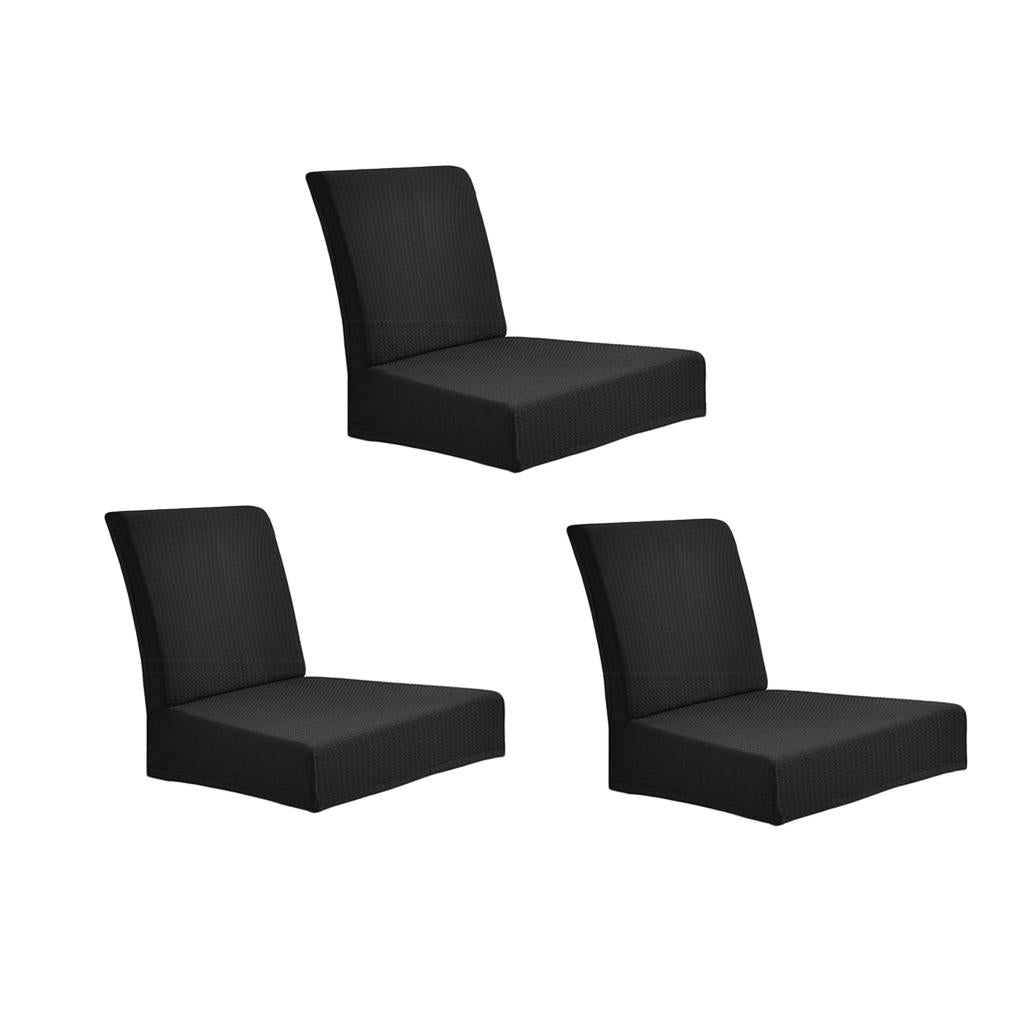 3Pcs Black Rural Freshness Elastic Waterproof Low Back Dining Chair Covers