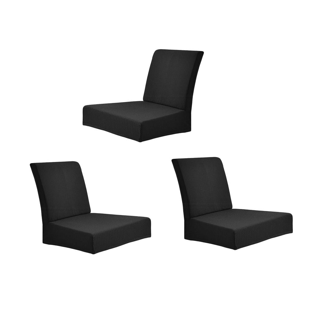 3Pcs Black Rural Freshness Elastic Waterproof Low Back Dining Chair Covers