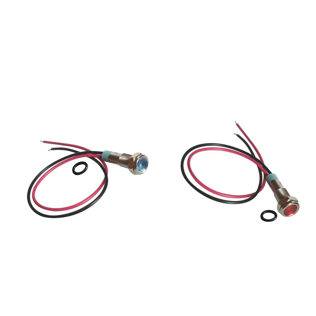 2Pcs 220V 6mm Signal Power Supply LED Metal Indicator Light Lamp Blue & Red