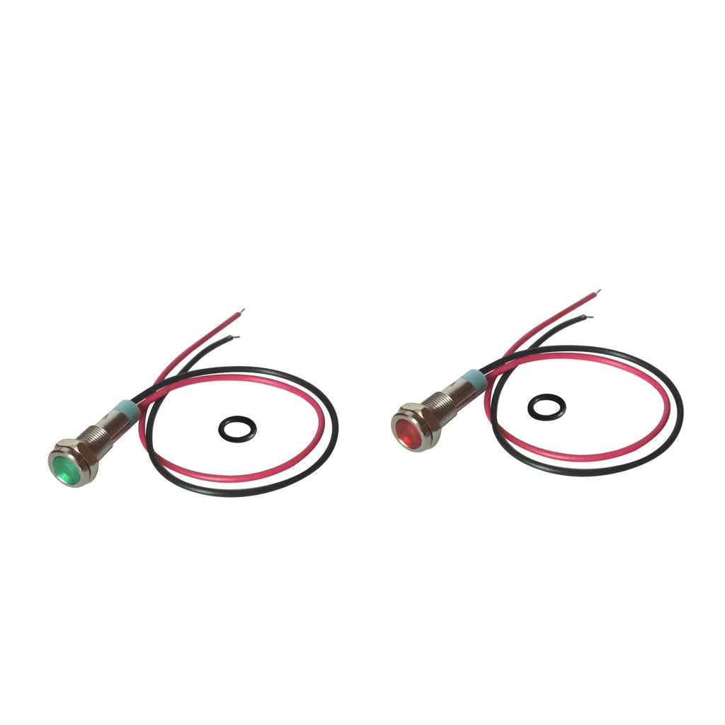 2x 24V 6mm Signal Power Supply LED Metal Indicator Light Pre-Wired Green&Red