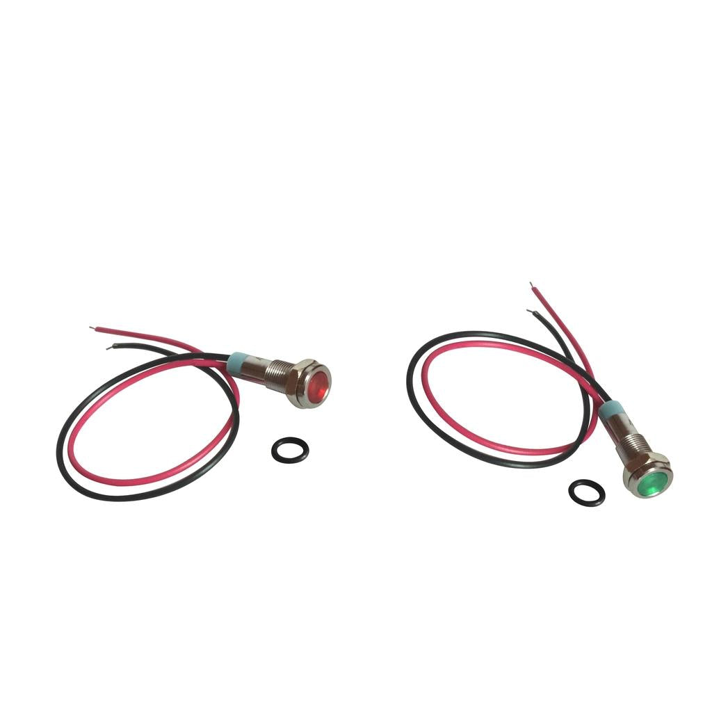 2x 24V 6mm Signal Power Supply LED Metal Indicator Light Pre-Wired Green&Red