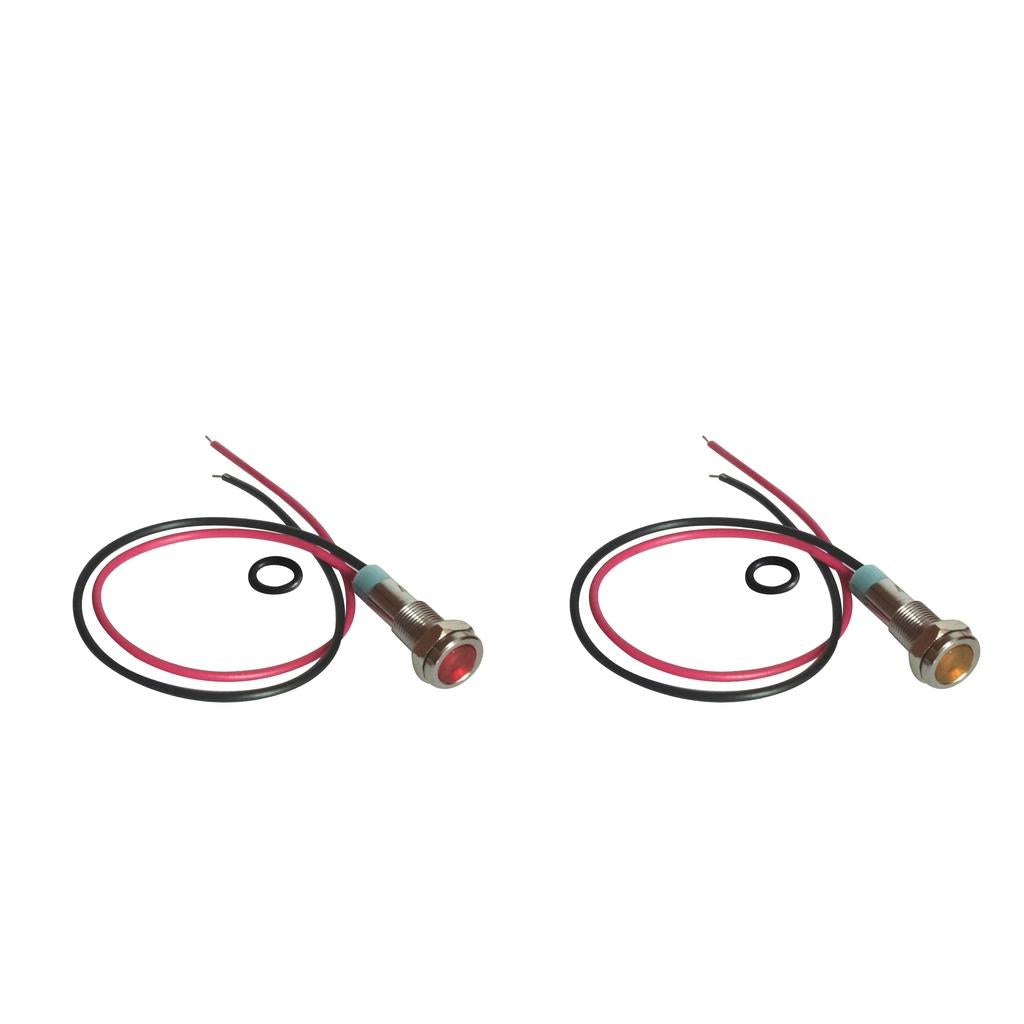 2Pcs 6mm LED Metal Indicator Light Waterproof Signal Pilot 6V Yellow & Red