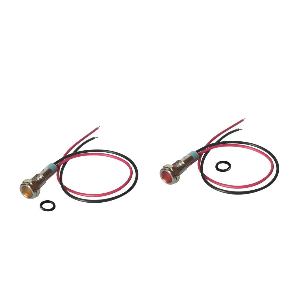 2Pcs 6mm LED Metal Indicator Light Waterproof Signal Pilot 6V Yellow & Red