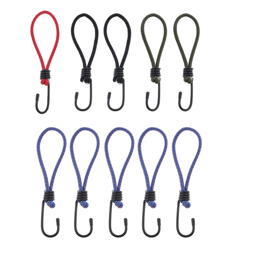10 Pcs Bungee Hook Tie - Tarpaulin Elastic Stretch Cord Straps with Hook