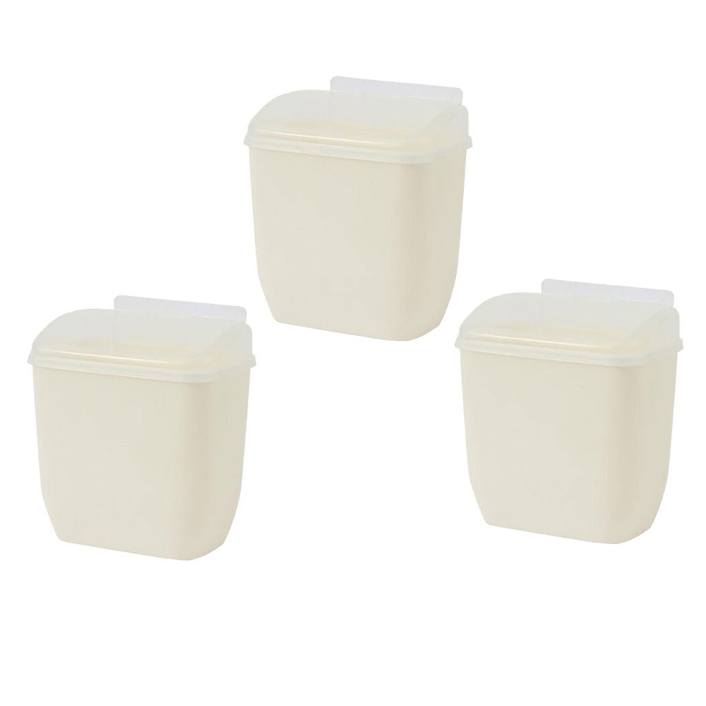 3pcs Wall Mounted Hanging Rubbish Bin Trash Can Wastebasket Bathroom Kitchen