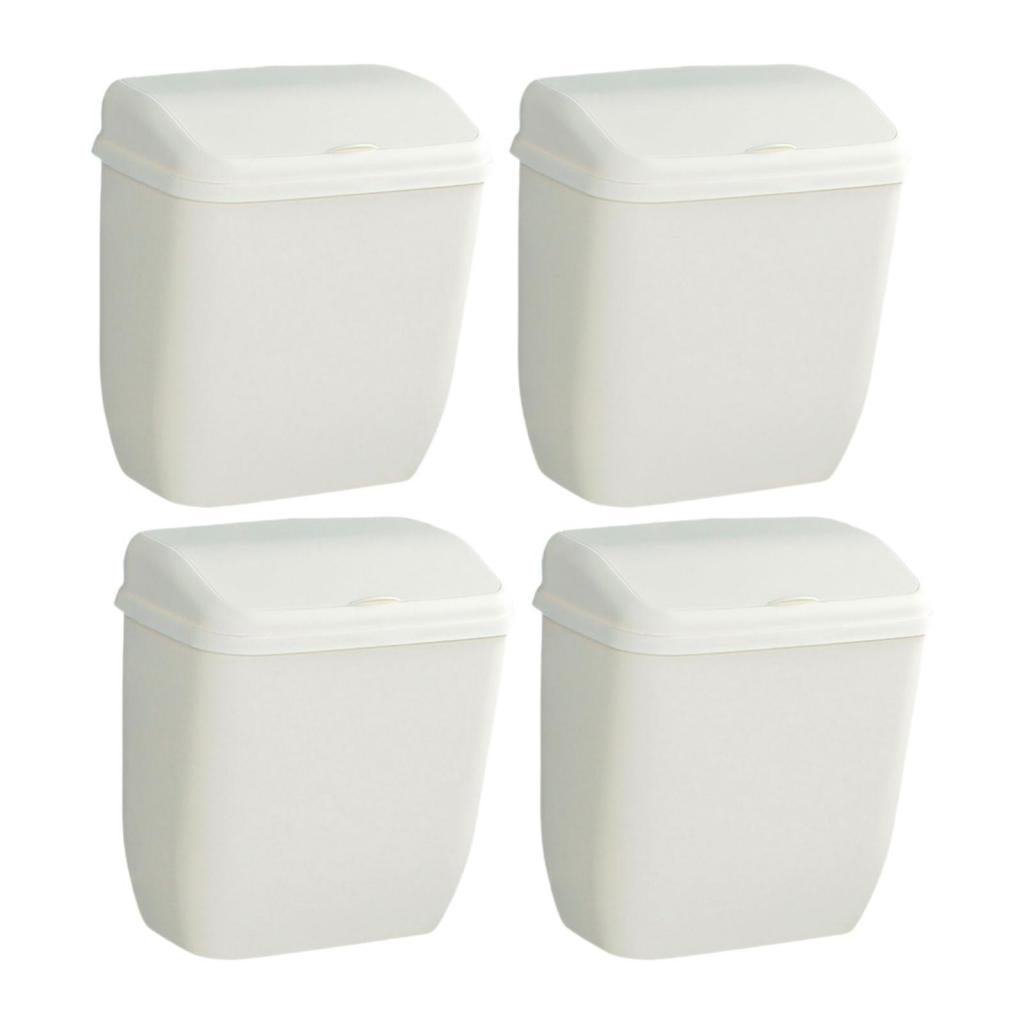 4x Wall Mounted Hanging Rubbish Bin Trash Can Wastebasket Bathroom Kitchen