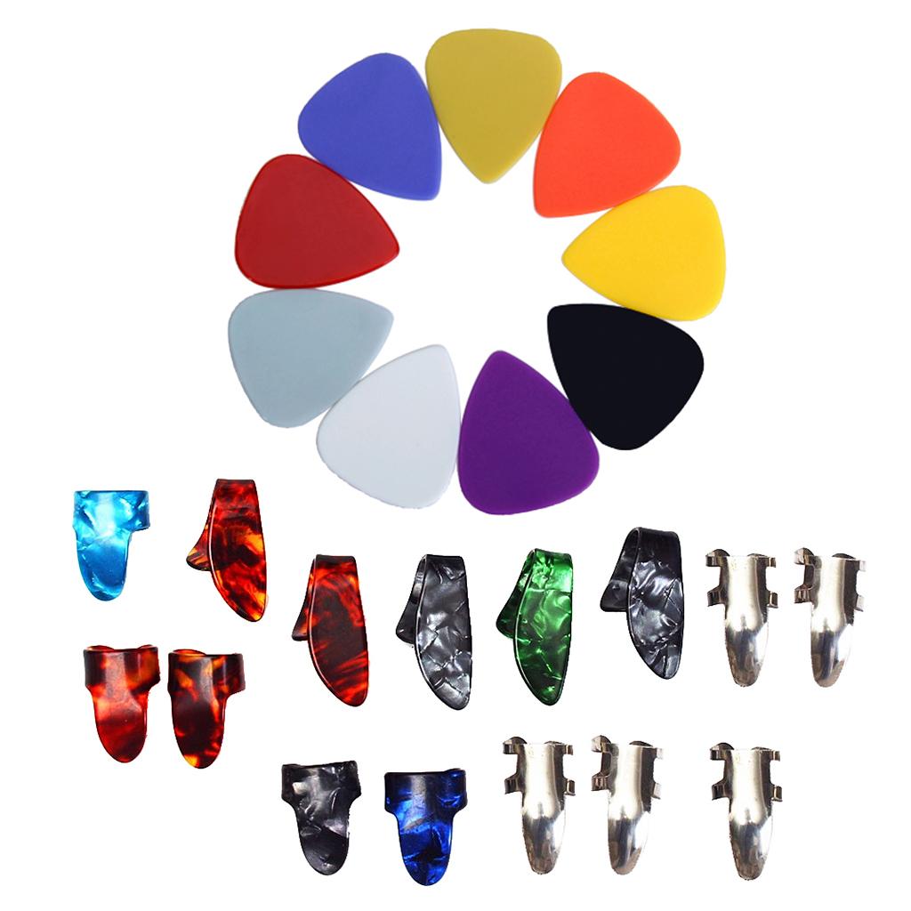 100pcs Plastic Guitar Pick Plectrum+15pcs Thumb Finger Guitar Pick