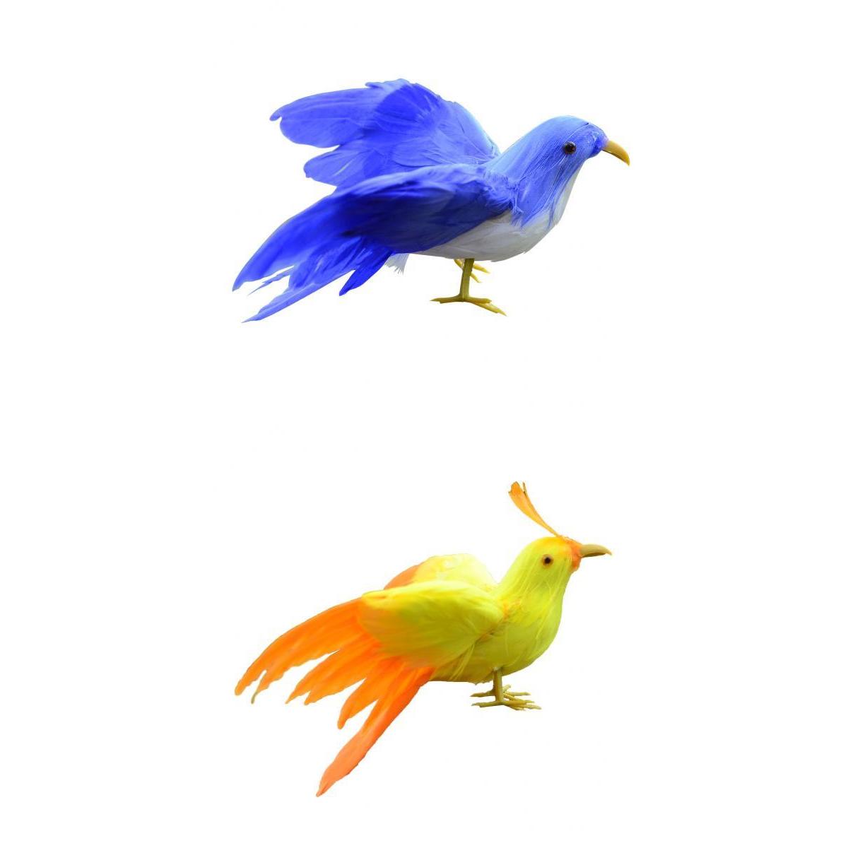2Pcs bule&yellow Realistic Birds Crows for Garden Weding Home Decoration