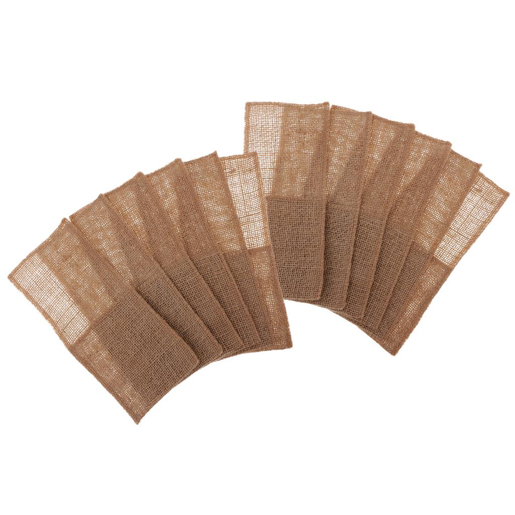 12pcs Burlap Knifes Forks Holders Cutlery Pouch Bag Party Tableware Favor