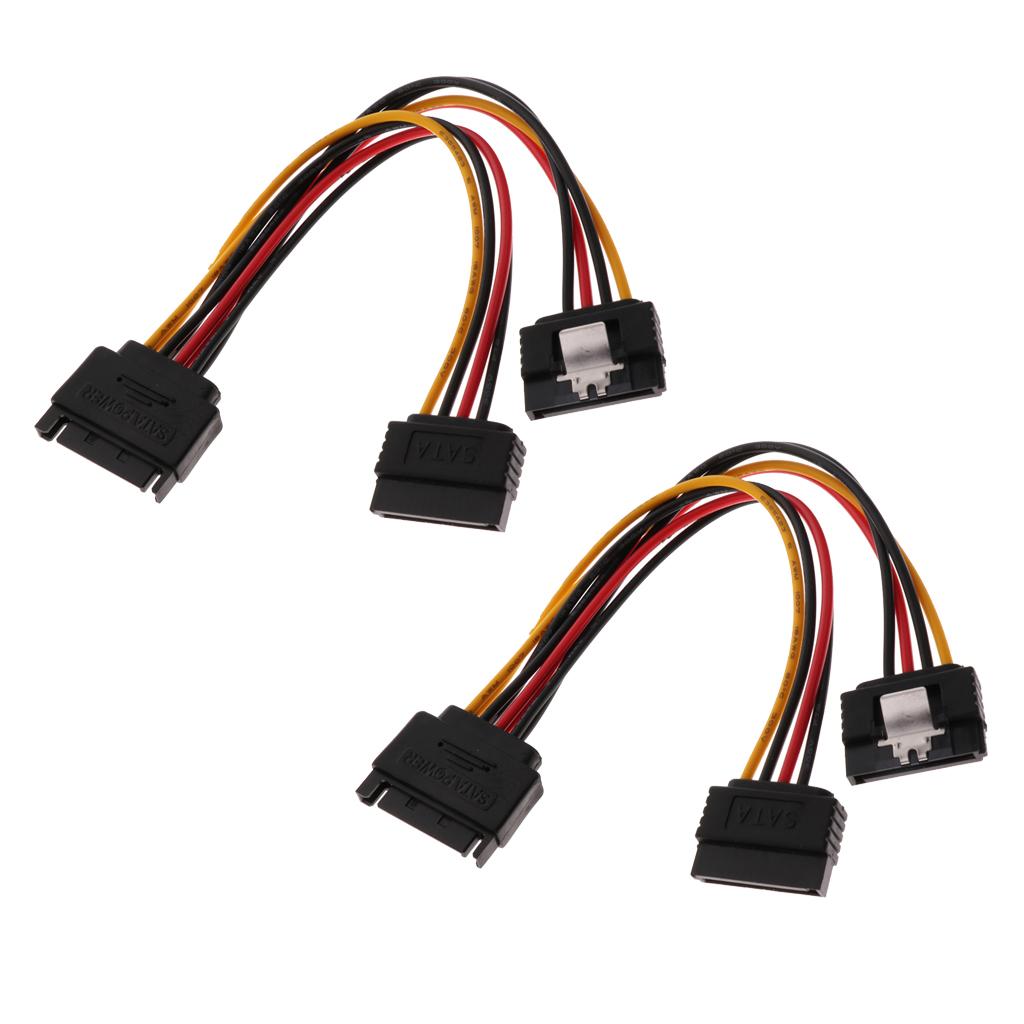 2x SATA Power Y Splitter Cable Adapter 15Pin Male to 2 Female Cord 20cm
