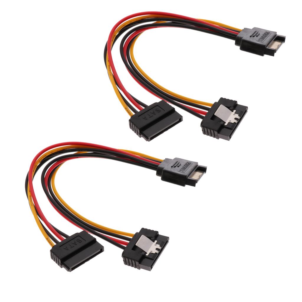2x SATA Power Y Splitter Cable Adapter 15Pin Male to 2 Female Cord 20cm