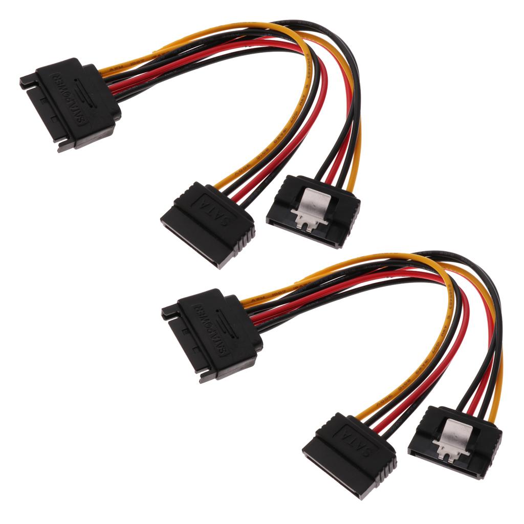 2x SATA Power Y Splitter Cable Adapter 15Pin Male to 2 Female Cord 20cm