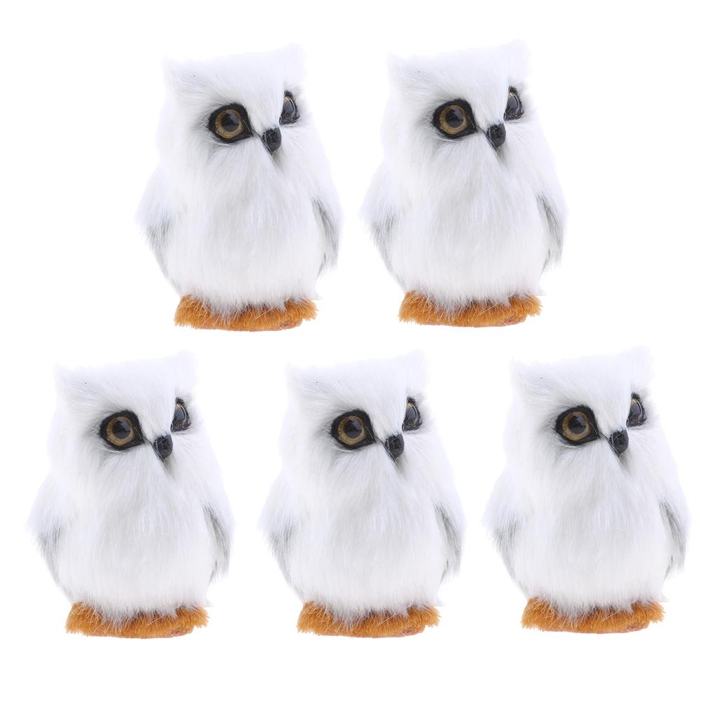 5Pcs Mini Simulation Owl Animal Home Decor Simulation Artificial Owl White