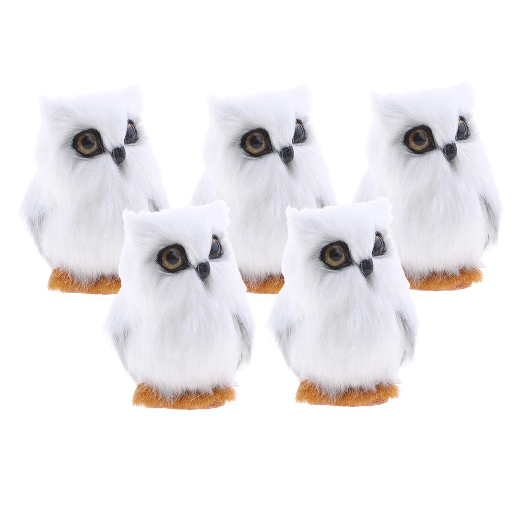 5Pcs Mini Simulation Owl Animal Home Decor Simulation Artificial Owl White