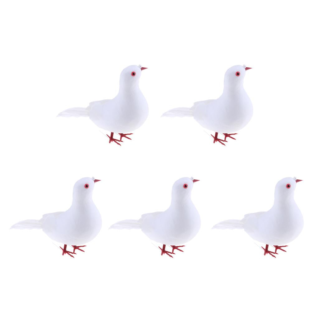 5Pcs Fake Artificial Feather Foam Doves Birds Wedding Decor Venue Ornament