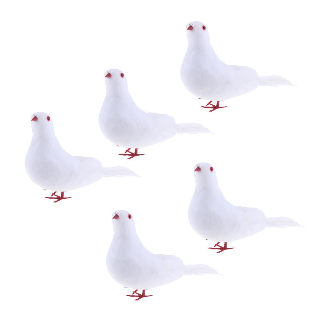 5Pcs Fake Artificial Feather Foam Doves Birds Wedding Decor Venue Ornament