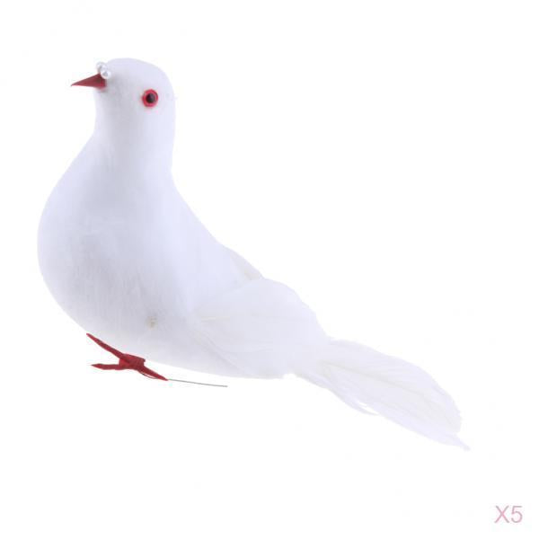 5Pcs Fake Artificial Feather Foam Doves Birds Wedding Decor Venue Ornament