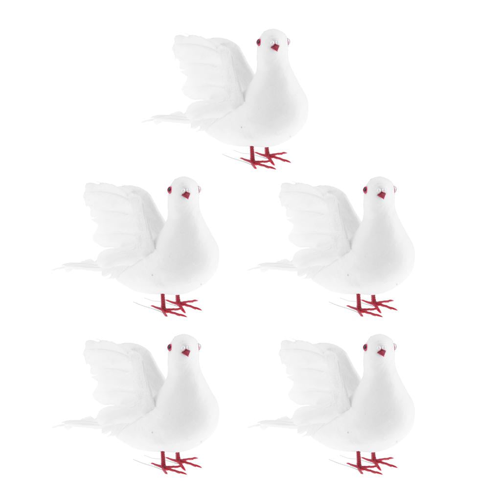 5Pc Fake Artificial Feather Foam Doves Birds Wedding Decor Venue Ornaments
