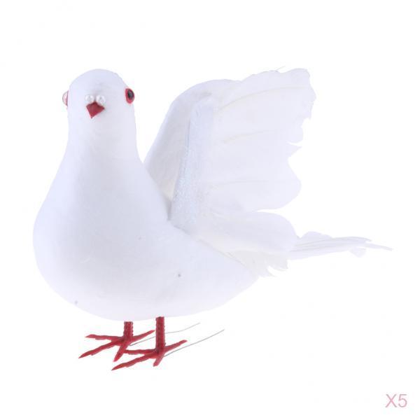 5Pc Fake Artificial Feather Foam Doves Birds Wedding Decor Venue Ornaments
