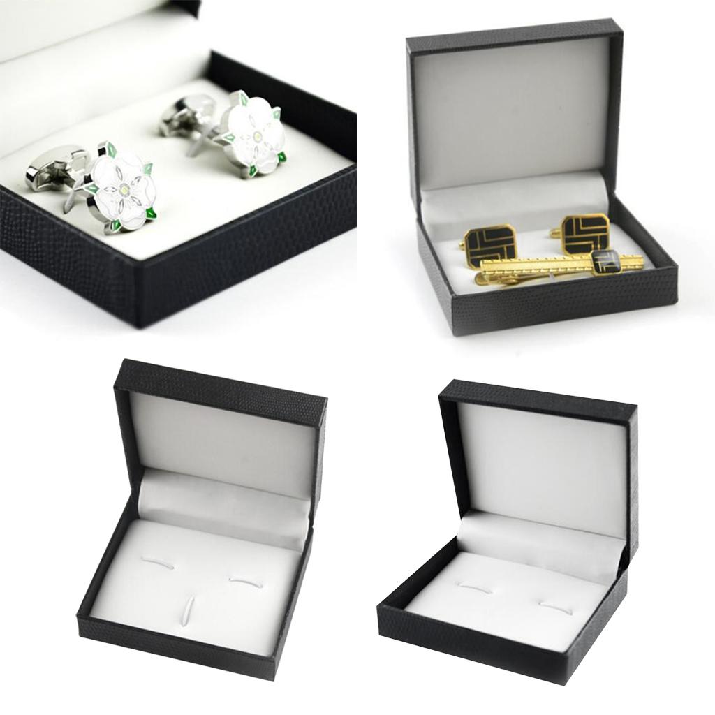 2 Pieces Retro Cufflink Storage Box Mens Wedding Cufflinks Tie Clips Set Box