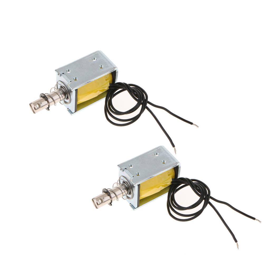 2Pcs DC With Push Pull Solenoid Bolt Locks Automatically 12V