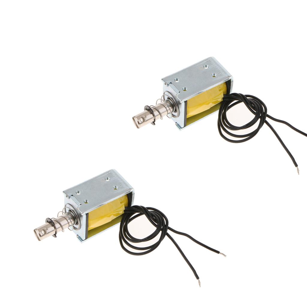 2Pcs DC With Push Pull Solenoid Bolt Locks Automatically 12V
