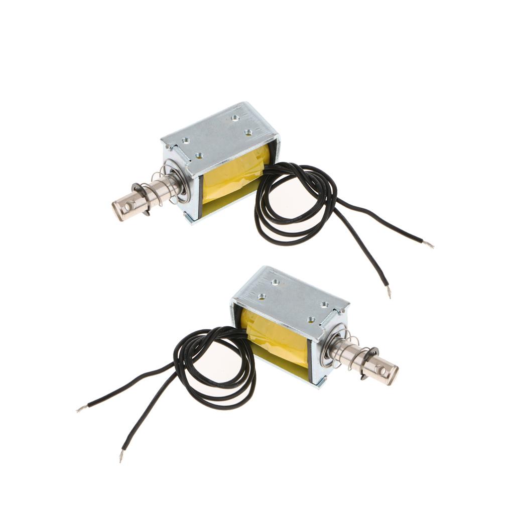 2Pcs DC With Push Pull Solenoid Bolt Locks Automatically 12V