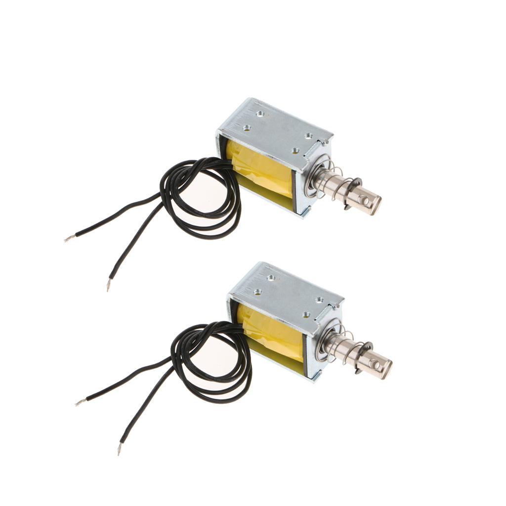 2Pcs DC With Push Pull Solenoid Bolt Locks Automatically 12V